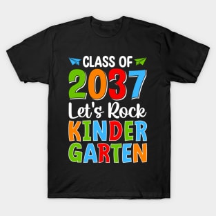 Class Of 2037 Let'S Rock Kindergen Back To School T-Shirt